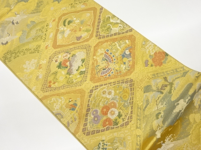 JAPANESE FUKURO OBI / GOLD FOIL / WOVEN FLOWERS
